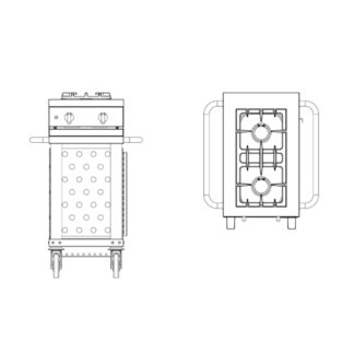 Module mobile Open'Cook avec table de cuisson gaz 2 feux