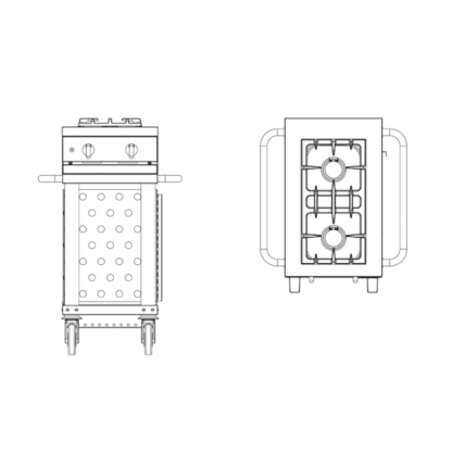 Module mobile Open'Cook avec table de cuisson gaz 2 feux