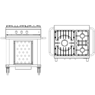 Module mobile Open'Cook avec table de cuisson gaz 3 feux